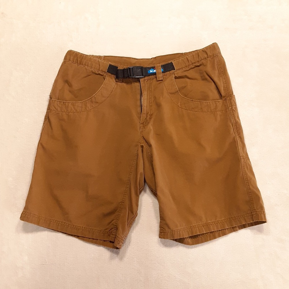 Kavu Mens Chili Lite Mens Belted Outdoor Shorts XL Brown 10" Inseam Canvas